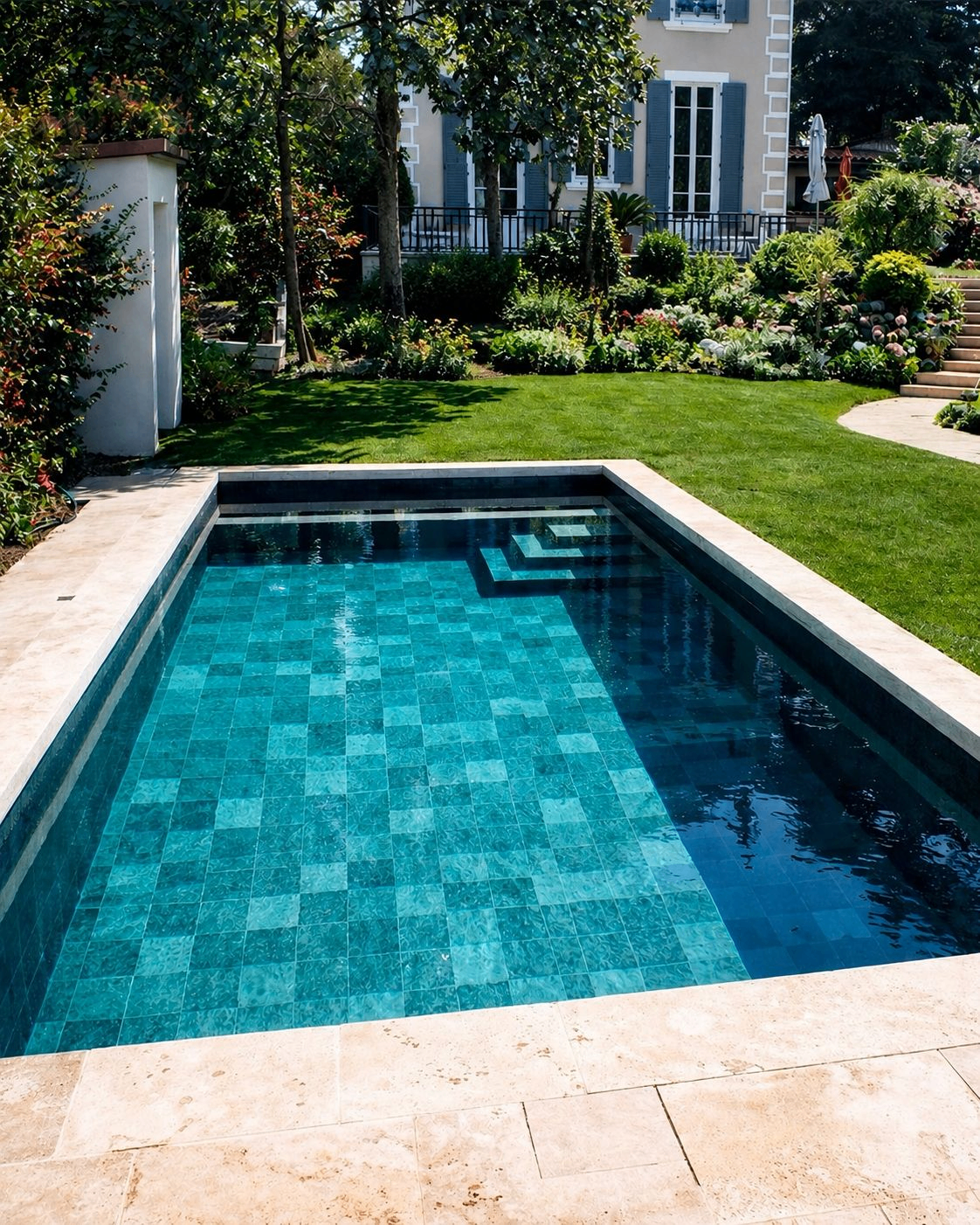 Piscina revestida com paginação premium